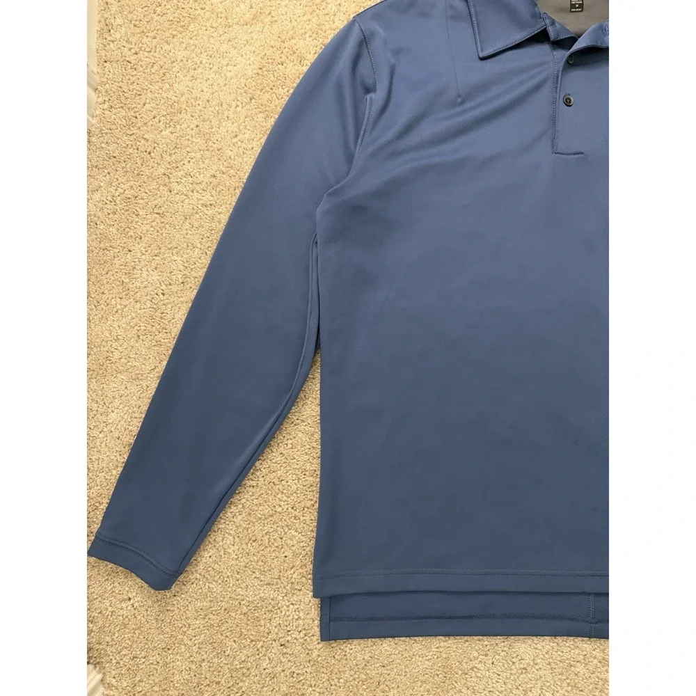 Adidas ClimaCool Golf Polo Shirt Mens Medium Blue Long Sleeve‎ Performance